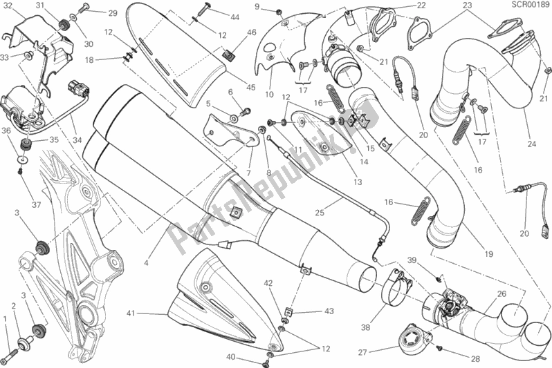 All parts for the Exhaust System of the Ducati Diavel Carbon 1200 2012